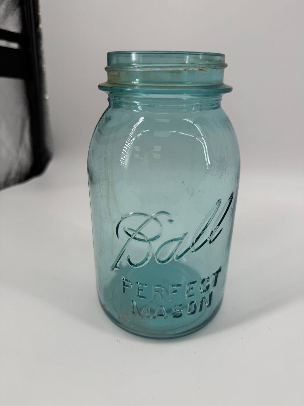 Vintage Blue Ball Perfect Mason Jar Aqua Glass Quart Canning Bottom Mark 6